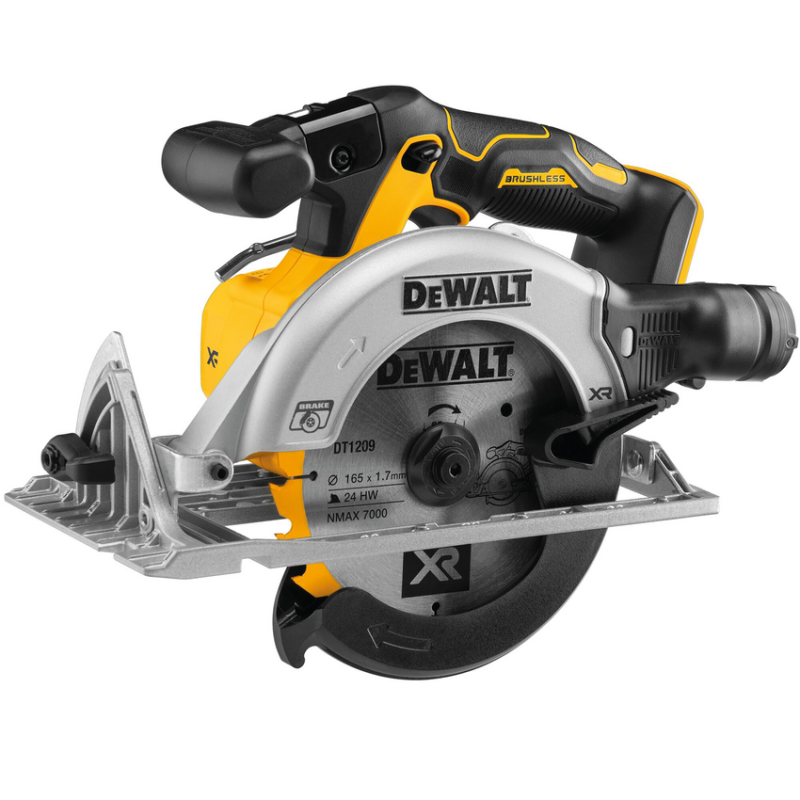 DeWalt DCS565N-XJ fierastrau circular cu acumulatori 18 V | Panza fierestrau 165 mm x 20 mm | Taiere max 55 mm | Fara perii | Fara acumulator si incarcator | In cutie de carton original